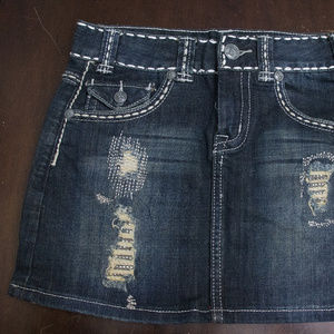 RockandRoll Jean mini skirt distress studs design